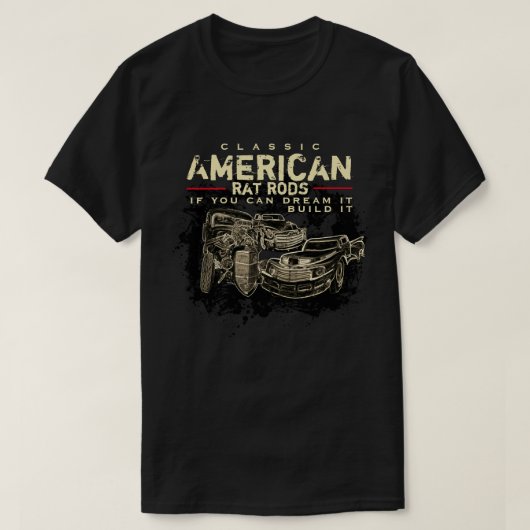 Klassieke Amerikaanse Rat Rods Dark Apparel T-shirt (Design voorkant)
