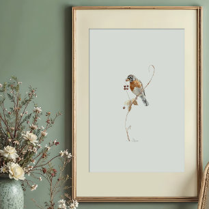 Klassieke Amerikaanse Roodborst Aquarel Kunst met Poster