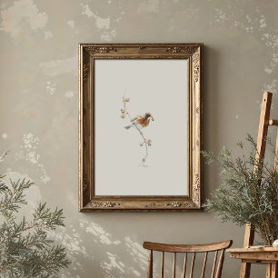 Klassieke Amerikaanse Roodborst Aquarel Kunst met Poster