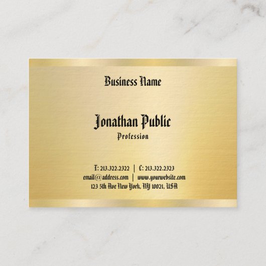 Klassieke Amerikaanse tekst Faux Gold  Sjabloon Visitekaartje (Achterkant)