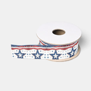 Klassieke Amerikaanse trots patriottische sterren Grosgrain Lint
