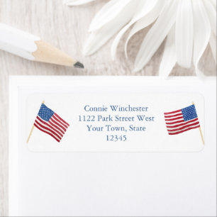 Klassieke Amerikaanse veranda vlag 4 juli retourad Etiket