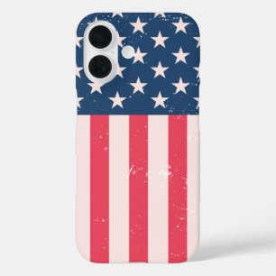 Klassieke Amerikaanse vlag grunge iPhone 16 Hoesje