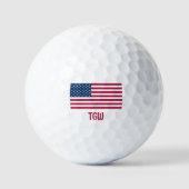 Klassieke Amerikaanse vlag met Initialen Gezegde E Golfballen (Voorkant)