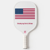 Klassieke Amerikaanse vlag met Name Gezegde Event Pickleball Paddle (Voorkant)