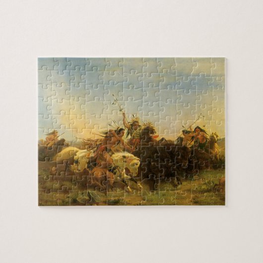 Klassieke Amerikaanse Westerse Kunst, Buffalo Jach Legpuzzel (Horizontaal)