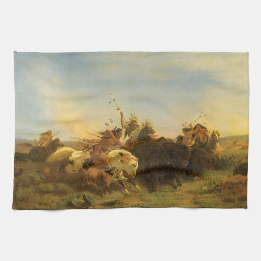Klassieke Amerikaanse Westerse Kunst, Buffalo Jach Theedoek (Horizontaal)