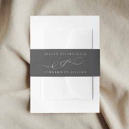 Klassieke Ampersand Houtskool Schrift Beige De Bru Uitnodigingen Wikkel
