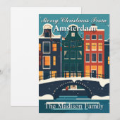 Klassieke Amsterdam Christmas Family Canal Houses Feestdagenkaart (Voorkant / Achterkant)