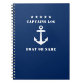Klassieke anchor 5 sterren Captains Log Navy Notitieboek (Voorkant)