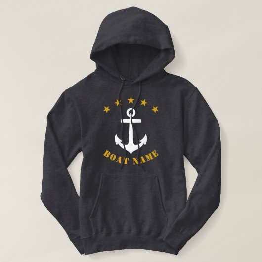Klassieke anchor Gold Star Boat naam grijs Hoodie (Design voorkant)