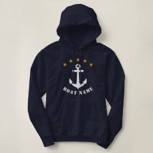 Klassieke Anchor Gold Star Boat Name Navy Hoodie