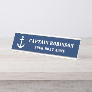 Klassieke anchor uw kapitein Titel Boat Name Navy Bureau Naambordje