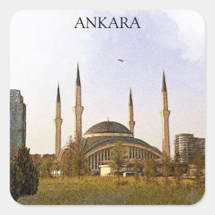 Klassieke Ankara Turkije Kocatepe Moskee Vierkante Sticker