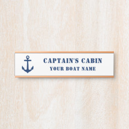 Klassieke Anker Kapitein's Cabin & Boot Naam Wit Deurbordje