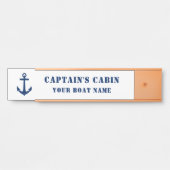 Klassieke anker kapiteinshut en bootnaam wit deurbordje (Voorkant)