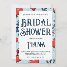 klassieke anker nautische bruiloft douche uitnodig