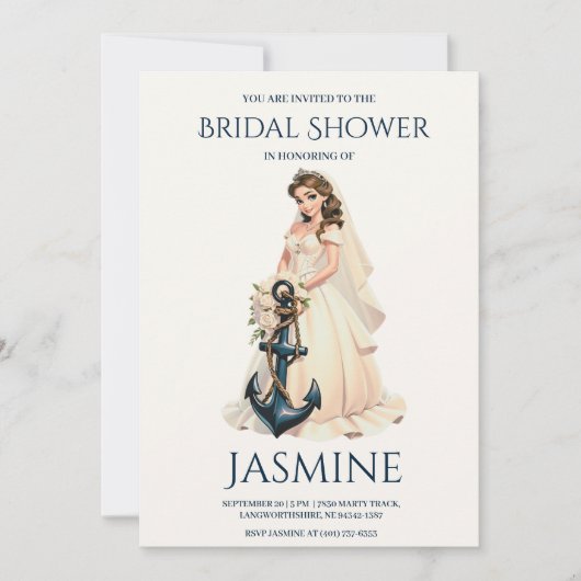 klassieke anker nautische bruiloft douche uitnodig kaart (Voorkant)