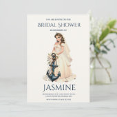 klassieke anker nautische bruiloft douche uitnodig kaart (Staand voorkant)