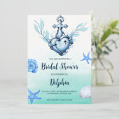 klassieke anker nautische bruiloft douche uitnodig kaart (Staand voorkant)