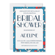 klassieke anker nautische bruiloft douche uitnodig