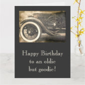 Klassieke Antiek auto Grote Verjaardag Kaart (Gele Bloem)