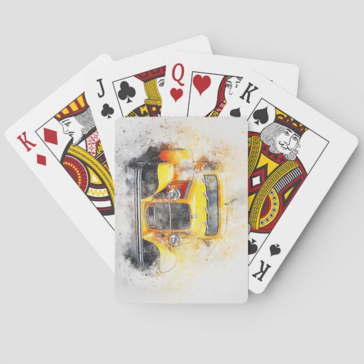 Klassieke Antiek Automobiele Waterverf Schets Pokerkaarten (Achterkant)