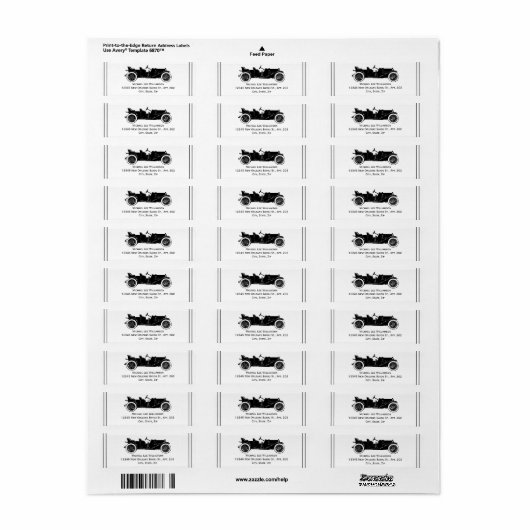 Klassieke Antiek, converteerbaar, zwart, automatis Etiket (Full Sheet)