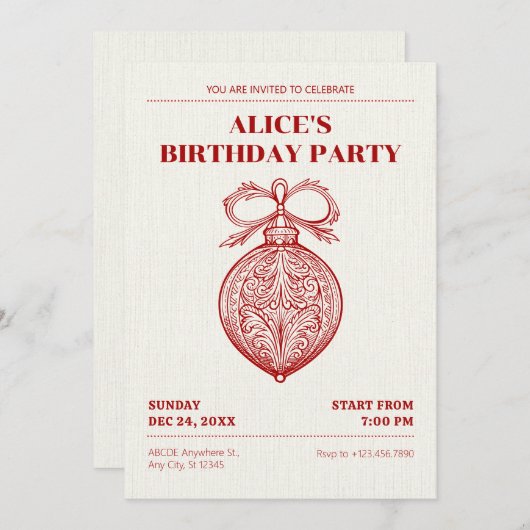 Klassieke antiek kerstversiering kaart (Voorkant / Achterkant)