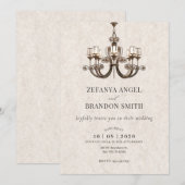 Klassieke antiek kroonluchters bruiloft kaart (Voorkant / Achterkant)