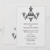 Klassieke antiek kroonluchters trouwdag kaart (Voorkant / Achterkant)