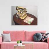 Klassieke Antiek telefoon en tafel verpakt Canvas (Insitu (Woonkamer))