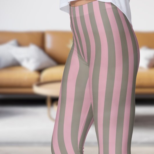Klassieke Antiek Wit Roze Strip Patroon Leggings