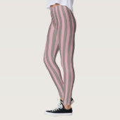 Klassieke Antiek Wit Roze Strip Patroon Leggings (Links)