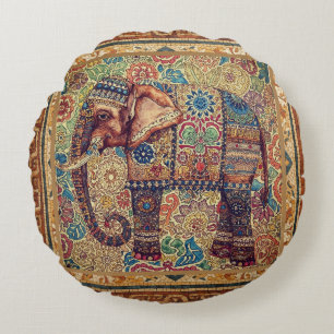 Klassieke, antieke olifant, motief kunst rond kussen
