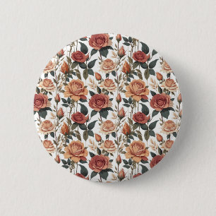 Klassieke antieke rode roos botanische tuin ronde button 5,7 cm