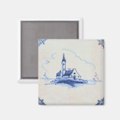 Klassieke antiquarian Delft Blue Tegel - Church Pi Magneet (Voorkant / Achterkant)