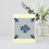 Klassieke antiquarian Delft Blue Tegel - Floral Mo Kaart (Staand voorkant)