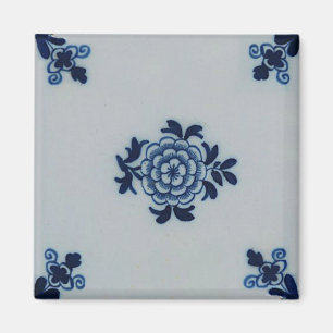 Klassieke antiquarian Delft Blue Tegel - Floral Mo Magneet