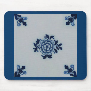 Klassieke antiquarian Delft Blue Tegel - Floral Mo Muismat