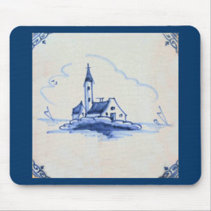 Klassieke antiquarian Delft Blue Tegel - Kerk Muismat