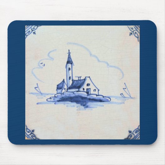 Klassieke antiquarian Delft Blue Tegel - Kerk Muismat (Voorkant)