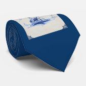 Klassieke antiquarian Delft Blue Tegel - Kerk Stropdas (Opgerold)