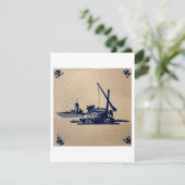 Klassieke antiquarian Delft Blue Tegel - waterputj Kaart (Staand voorkant)