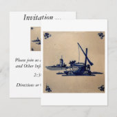 Klassieke antiquarian Delft Blue Tegel - waterputj Kaart (Voorkant / Achterkant)