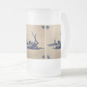 Klassieke antiquarian Delft Blue Tegel - waterputj Matglas Bierpul (Voorkant rechts)