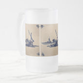 Klassieke antiquarian Delft Blue Tegel - waterputj Matglas Bierpul (Voorkant links)