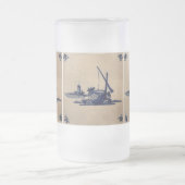 Klassieke antiquarian Delft Blue Tegel - waterputj Matglas Bierpul (Center)