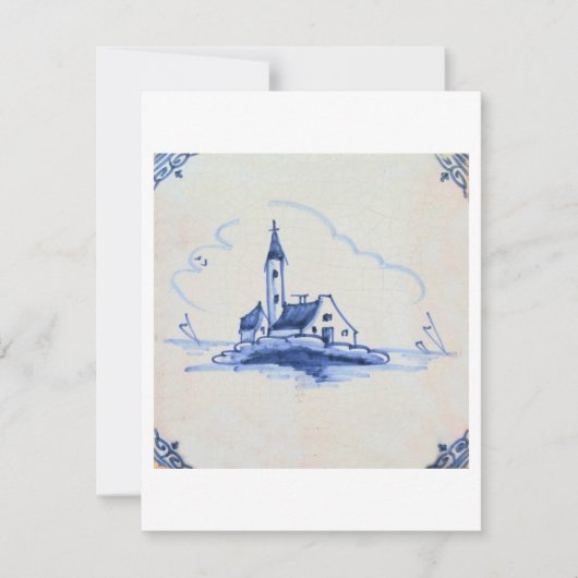Klassieke antiquarian Delft Blue Tile - Church Kaart (Voorkant)