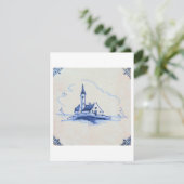 Klassieke antiquarian Delft Blue Tile - Church Kaart (Staand voorkant)